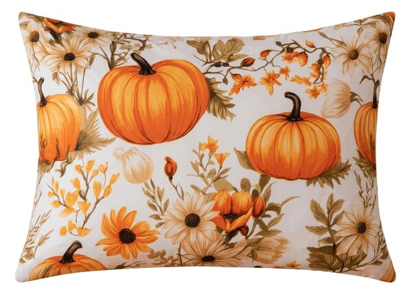 Poszewka na poduszkę z mikrofibry FLOWERS AND PUMPKINS 50x70 cm, pomarańczowy