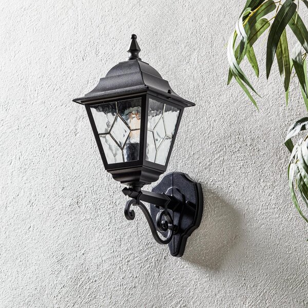 Zewnętrzna Lampa Elstead, Norfolk NR1, ściemnialny, czarny, szkło, antyczny