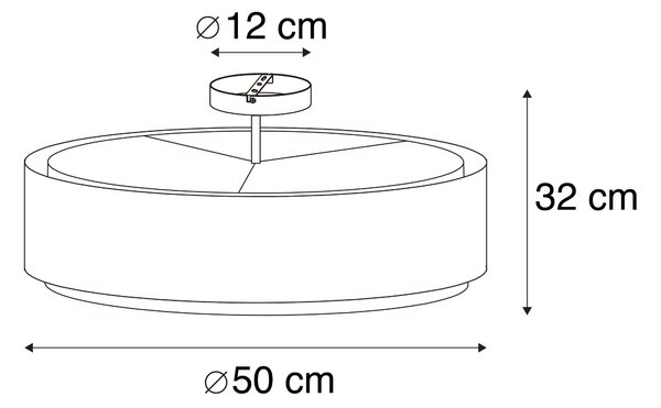Inteligentna lampa sufitowa brązowa z białym kloszem 50 cm 3-źródła światła z 3 Wifi A60 - Drum Duo