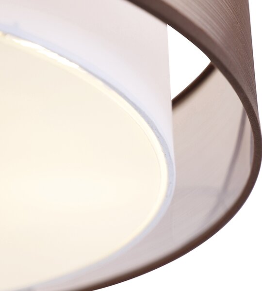 Inteligentna lampa sufitowa brązowa z białym kloszem 50 cm 3-źródła światła z 3 Wifi A60 - Drum Duo