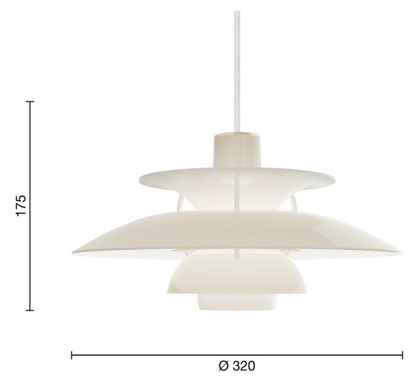 Louis Poulsen Lampa wisząca PH 5 320, możliwość ściemniania, kremowy / amber, salon / jadalnia, tworzywo sztuczne, design