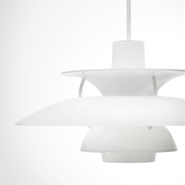 Louis Poulsen Lampa wisząca PH 5 320, możliwość ściemniania, biały / opal, salon / jadalnia, tworzywo sztuczne, design