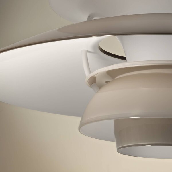 Louis Poulsen Lampa wisząca PH 5 320, możliwość ściemniania, kremowy / amber, salon / jadalnia, tworzywo sztuczne, design