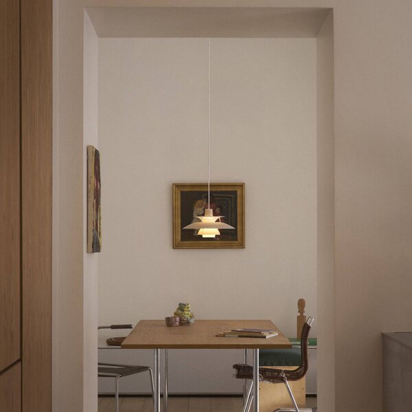 Louis Poulsen Lampa wisząca PH 5 320, możliwość ściemniania, kremowy / amber, salon / jadalnia, tworzywo sztuczne, design