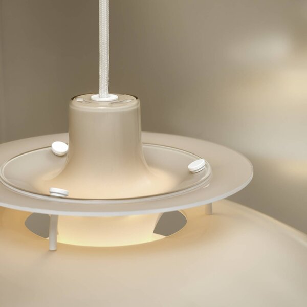 Louis Poulsen Lampa wisząca PH 5 320, możliwość ściemniania, kremowy / amber, salon / jadalnia, tworzywo sztuczne, design