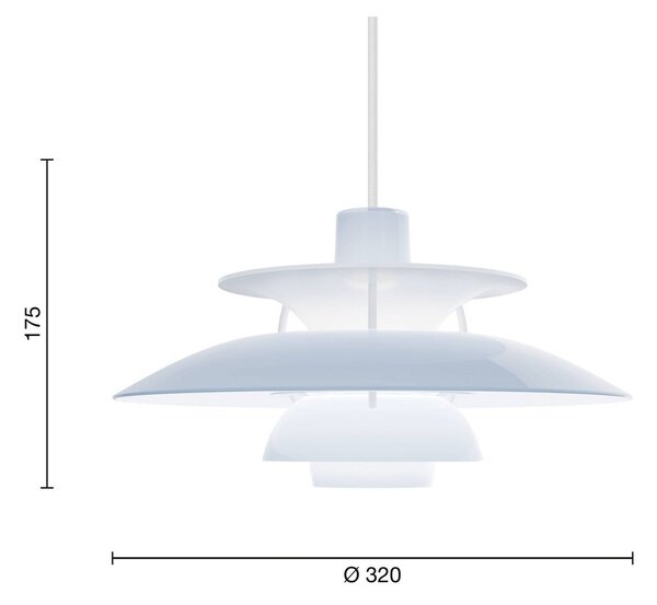 Louis Poulsen Lampa wisząca PH 5 320, możliwość ściemniania, niebieski, salon / jadalnia, tworzywo sztuczne, design