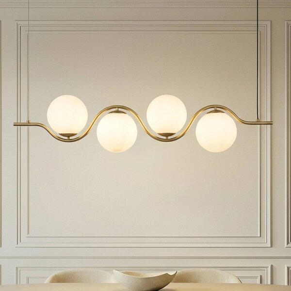Lampa wisząca Isandro Lucande, możliwość ściemniania, biały / opal, salon / jadalnia, szkło, design