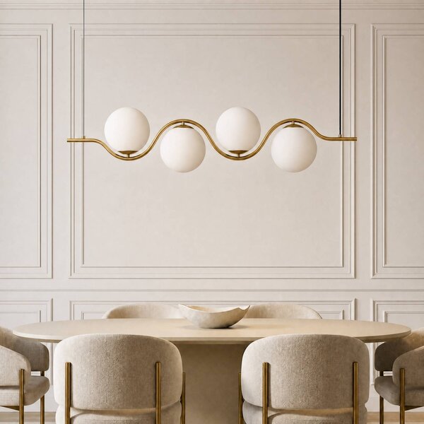 Lampa wisząca Isandro Lucande, możliwość ściemniania, biały / opal, salon / jadalnia, szkło, design