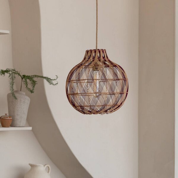 Good & Mojo Lampa wisząca Mendoza, możliwość ściemniania, jasne drewno, salon / jadalnia, bambus, design