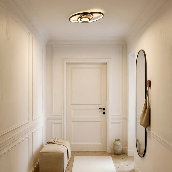 Lampa Sufitowa Lindby, Thalina, ściemnialny, czarny, salon, metal, nowoczesny