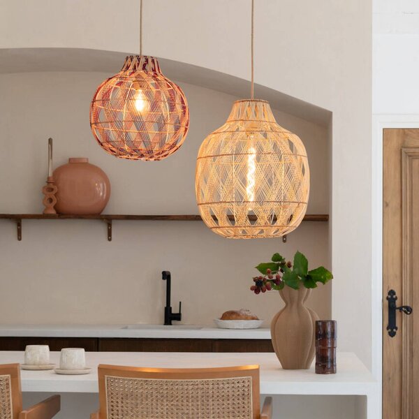 Good & Mojo Lampa wisząca Mendoza, możliwość ściemniania, jasne drewno, salon / jadalnia, bambus, design