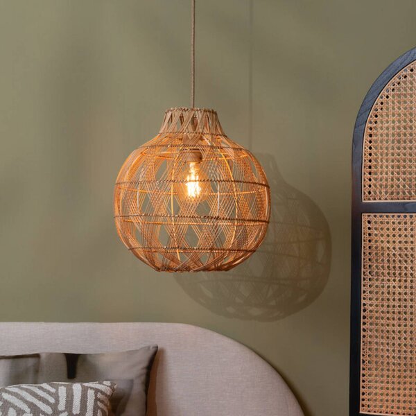Good & Mojo Lampa wisząca Mendoza, możliwość ściemniania, jasne drewno, salon / jadalnia, bambus, design