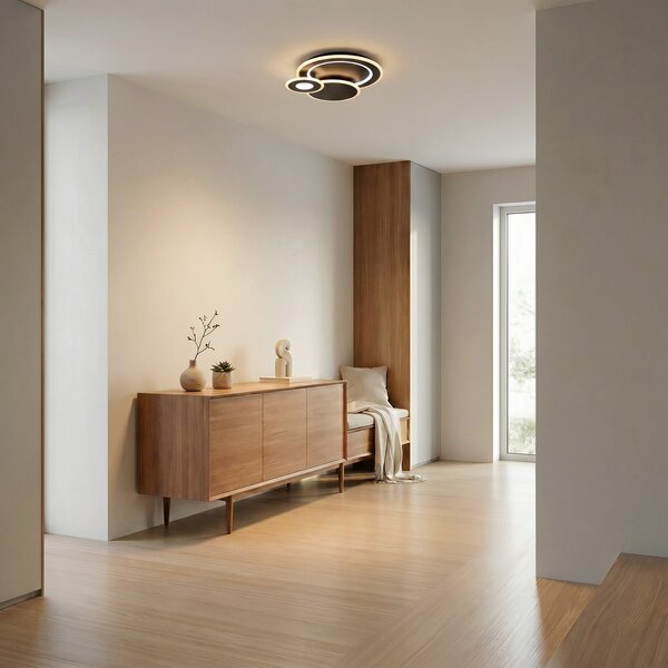 Lampa Sufitowa Lindby, Briar, ściemnialny, czarny, salon, tworzywo sztuczne, nowoczesny