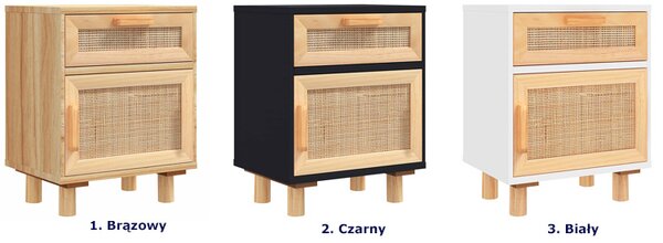 Czarna szafka nocna z naturalnym rattanem L6-S58