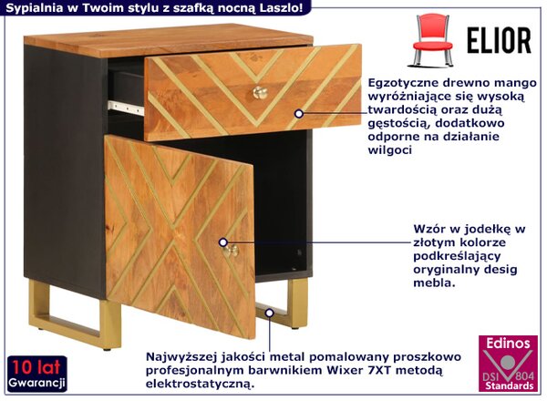 Szafka nocna ze złotymi zdobieniami L7-P61