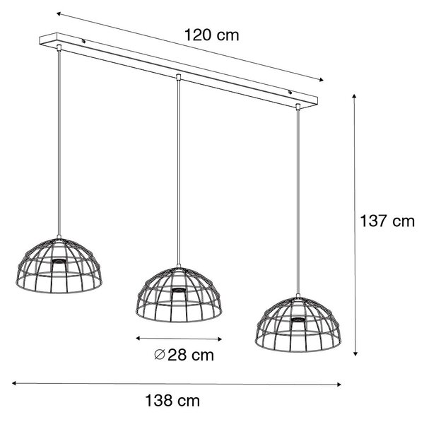 Industrialna lampa wisząca czarna 3-światłowa - Hanze