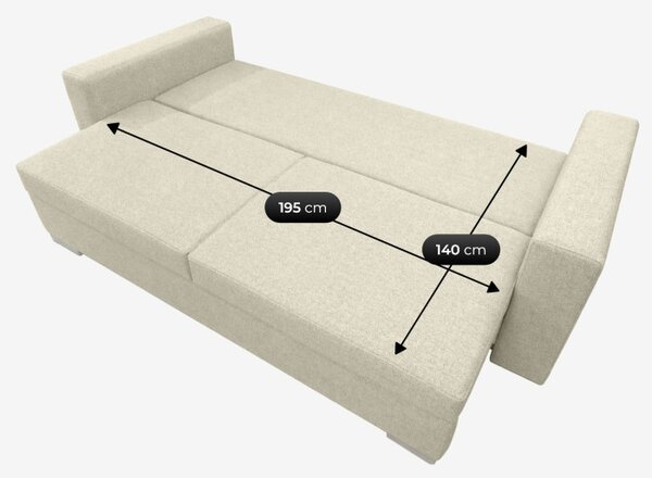 Sofa z Funkcją Spania DRAVOS Kremowa Welurowa Nowoczesna