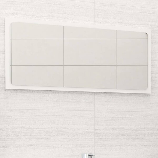Lustro łazienkowe, wysoki połysk, białe, 80x1,5x37 cm, płyta