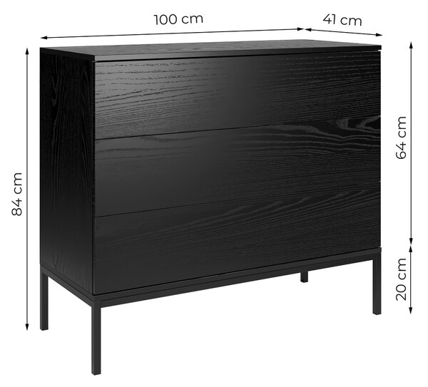 Komoda młodzieżowa 3 szuflady BLACK