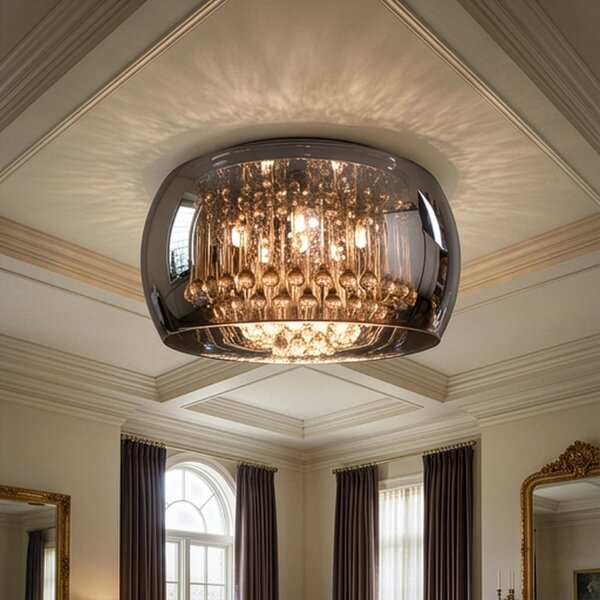 Elegancka lampa sufitowa z lustrzanym kloszem 40cm plafon