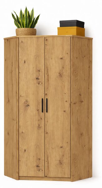 Narożna szafa na ubrania z półkami dąb artisan N5-K05