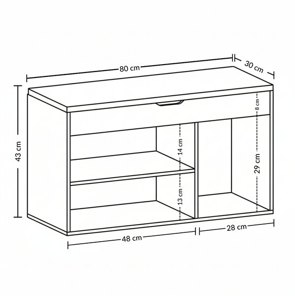 Szafka na buty z siedziskiem TRIA, 80 x 43 x 30 cm