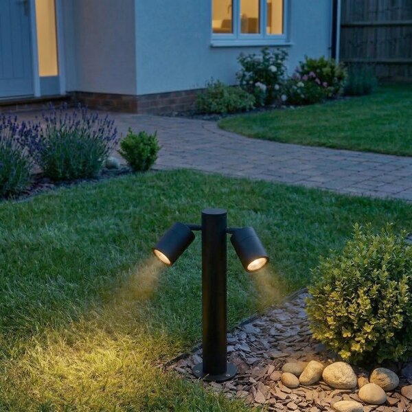 Stojąca lampa zewnętrzna czarna 45 cm IP44 regulowana 2-światłowa - Duo