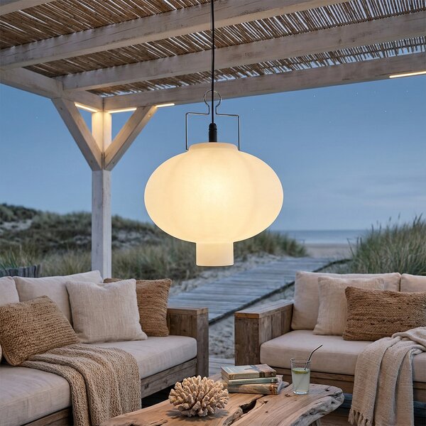 Lampa wisząca zewnętrzna biała 35 cm z wtyczką IP44 - Pion