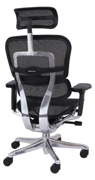 Ergonomiczny fotel biurowy Ergohuman Elite 2 BS Black - czarny nowoczesny fotel siatkowy