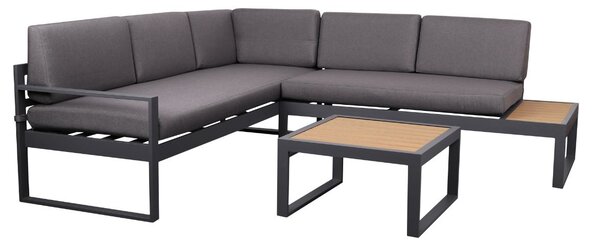 Narożnik ogrodowy Loreto Grey 5-osobowy ze stolikiem – aluminium, szary