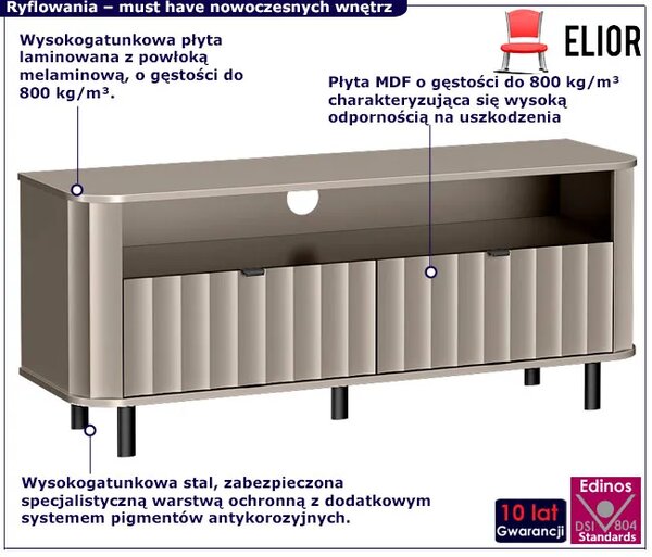 Szary ryflowany stolik pod tv glina K2-C38
