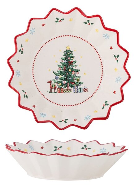 Kremowa ceramiczna miska na zupę/na sałatkę ze świątecznym motywem 460 ml Naive – Bloomingville