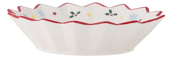 Kremowa ceramiczna miska na zupę/na sałatkę ze świątecznym motywem 460 ml Naive – Bloomingville