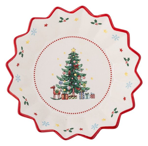 Kremowa ceramiczna miska na zupę/na sałatkę ze świątecznym motywem 460 ml Naive – Bloomingville
