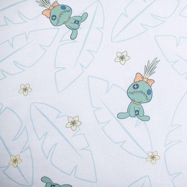 Jasnoniebieska bawełniana pościel dziecięca do łóżeczka 100x135 cm Lilo & Stitch "Tropical Hugs" – Jerry Fabrics