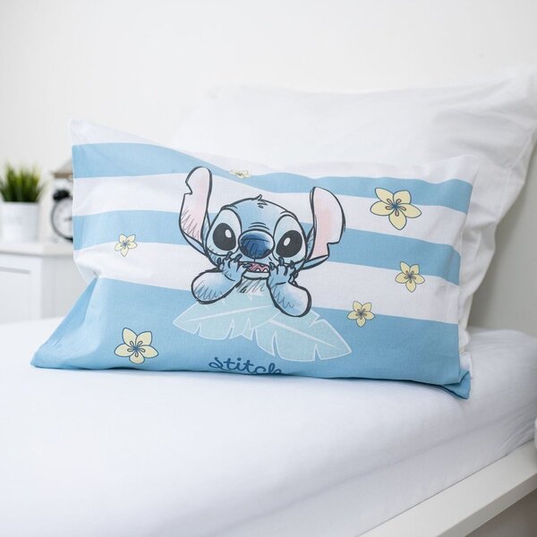 Jasnoniebieska bawełniana pościel dziecięca do łóżeczka 100x135 cm Lilo & Stitch "Tropical Hugs" – Jerry Fabrics