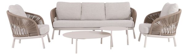 Zestaw ogrodowy Adora: 3-osobowa sofa, 2 fotele i 2 stoliki