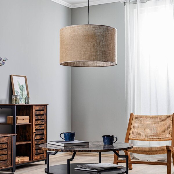 Lampa wisząca Juta TK Lighting, możliwość ściemniania, brązowy / rdzawy, salon / jadalnia, tkanina / materiał / jedwab