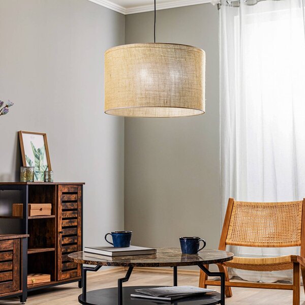Lampa wisząca Juta TK Lighting, możliwość ściemniania, brązowy / rdzawy, salon / jadalnia, tkanina / materiał / jedwab