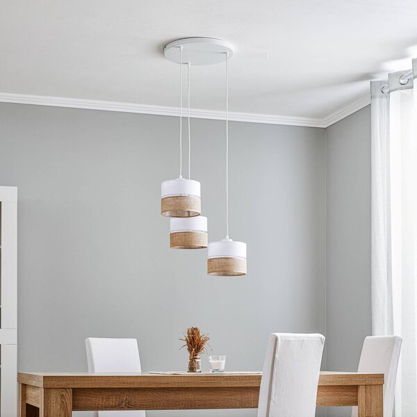 Lampa wisząca Linobianco TK Lighting, możliwość ściemniania, biały / opal, salon / jadalnia, tkanina / materiał / jedwab, nowoczesny