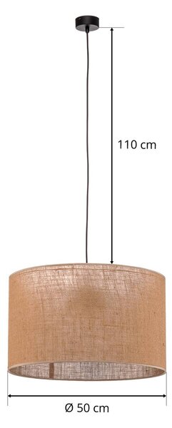 Lampa wisząca Juta TK Lighting, możliwość ściemniania, brązowy / rdzawy, salon / jadalnia, tkanina / materiał / jedwab