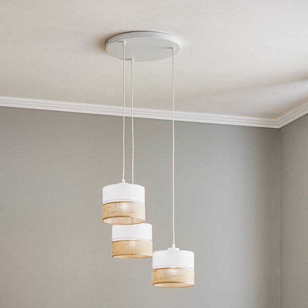 Lampa wisząca Linobianco TK Lighting, możliwość ściemniania, biały / opal, salon / jadalnia, tkanina / materiał / jedwab, nowoczesny