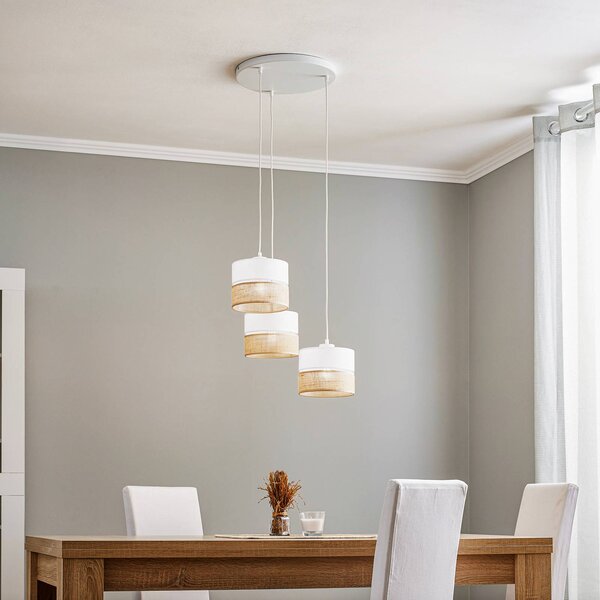 Lampa wisząca Linobianco TK Lighting, możliwość ściemniania, biały / opal, salon / jadalnia, tkanina / materiał / jedwab, nowoczesny