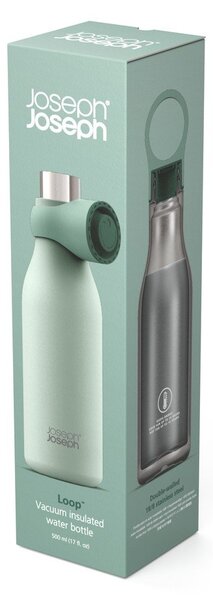Miętowa podróżna butelka ze stali nierdzewnej 500 ml Loop – Joseph Joseph