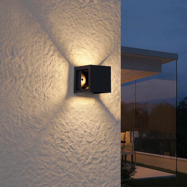 Nowoczesny kinkiet czarny z LED IP44 - Edwin Quadro
