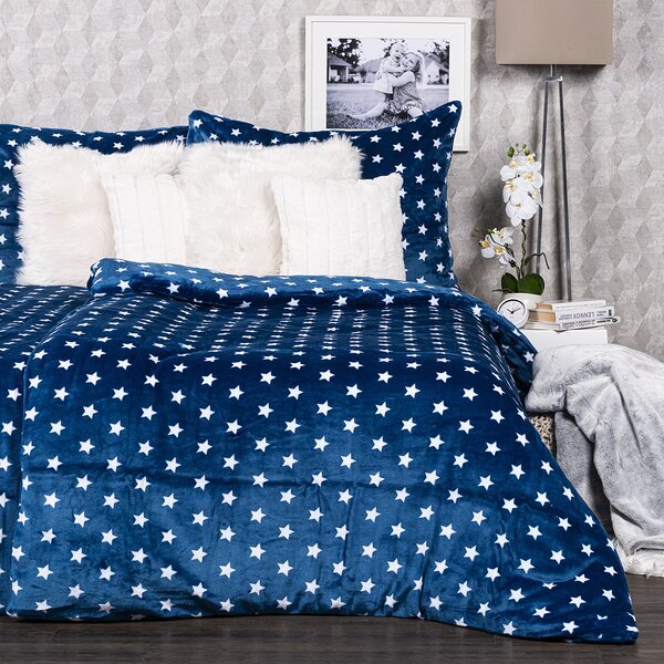4Home pościel mikroflanela Stars niebieski, 160 x 200 cm, 70 x 80 cm, 160 x 200 cm, 70 x 80 cm