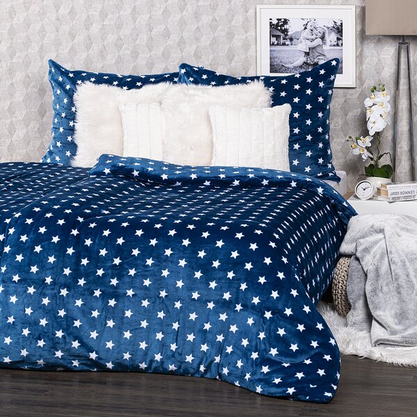 4Home pościel mikroflanela Stars niebieski, 160 x 200 cm, 70 x 80 cm, 160 x 200 cm, 70 x 80 cm