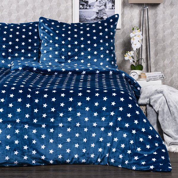 4Home pościel mikroflanela Stars niebieski, 160 x 200 cm, 70 x 80 cm, 160 x 200 cm, 70 x 80 cm