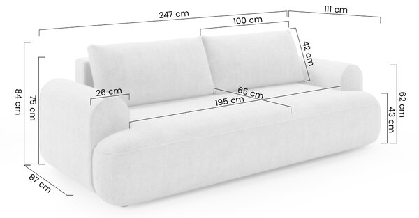 Kanapa z funkcją spania Lotulis - popielaty szenil Cremona 81 - Oferta Limitowana