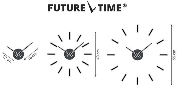 Future Time FT9400BK Modular black Designerski zegar naklejany, śr. 40 cm